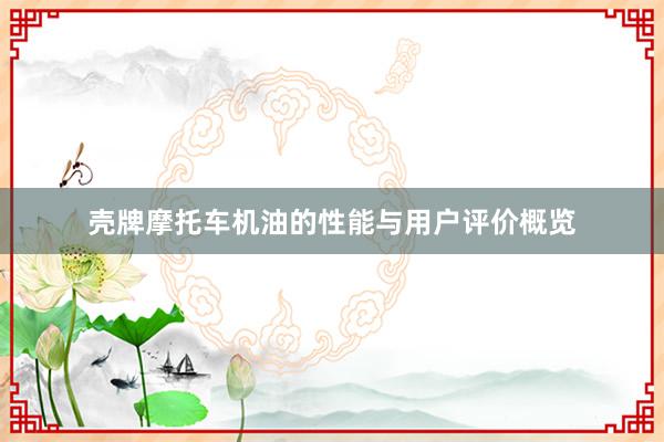 壳牌摩托车机油的性能与用户评价概览